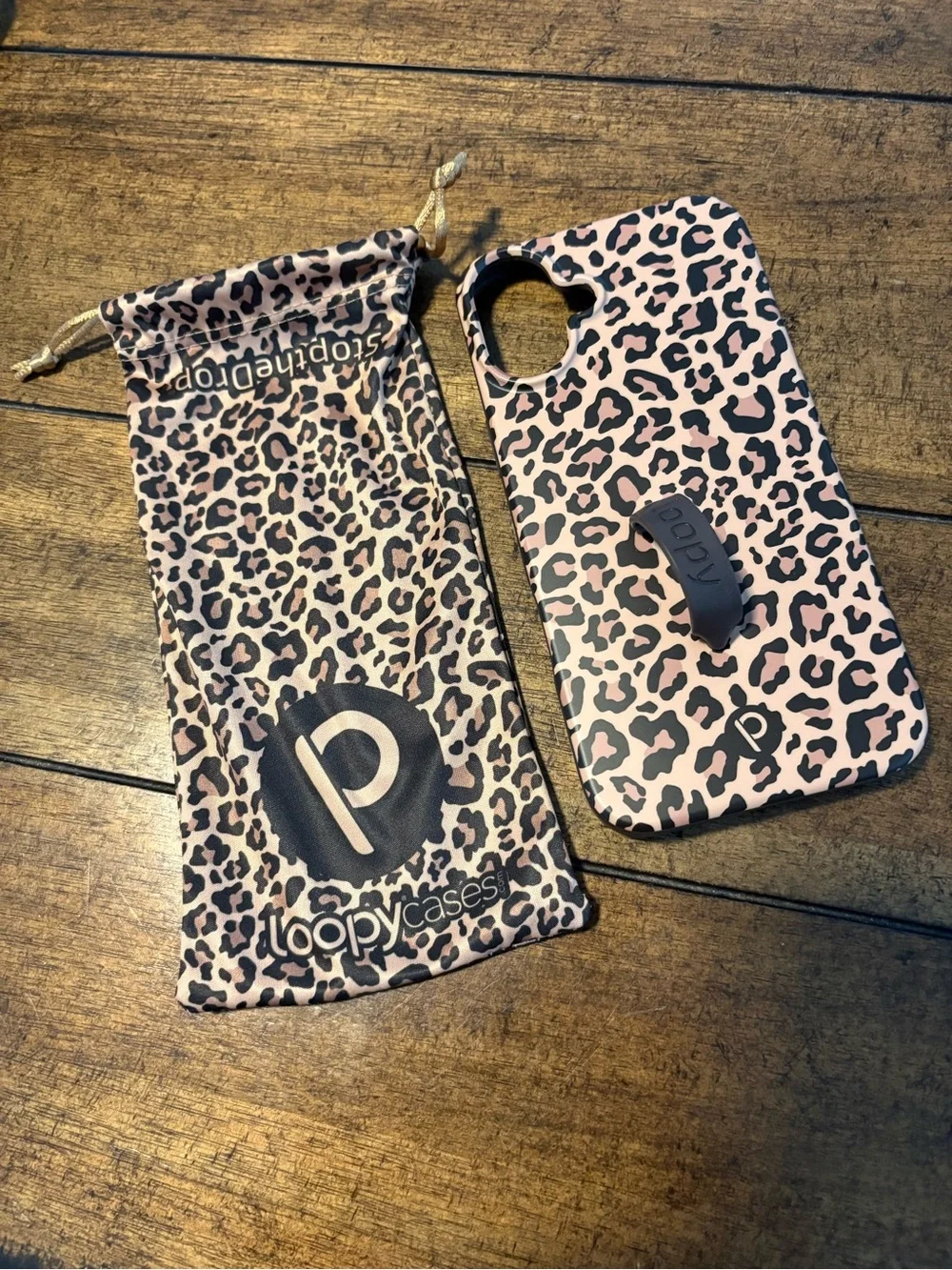 Loopy Case Brown and Black Leopard Print IPhone 16 Plus Case with Black Grip